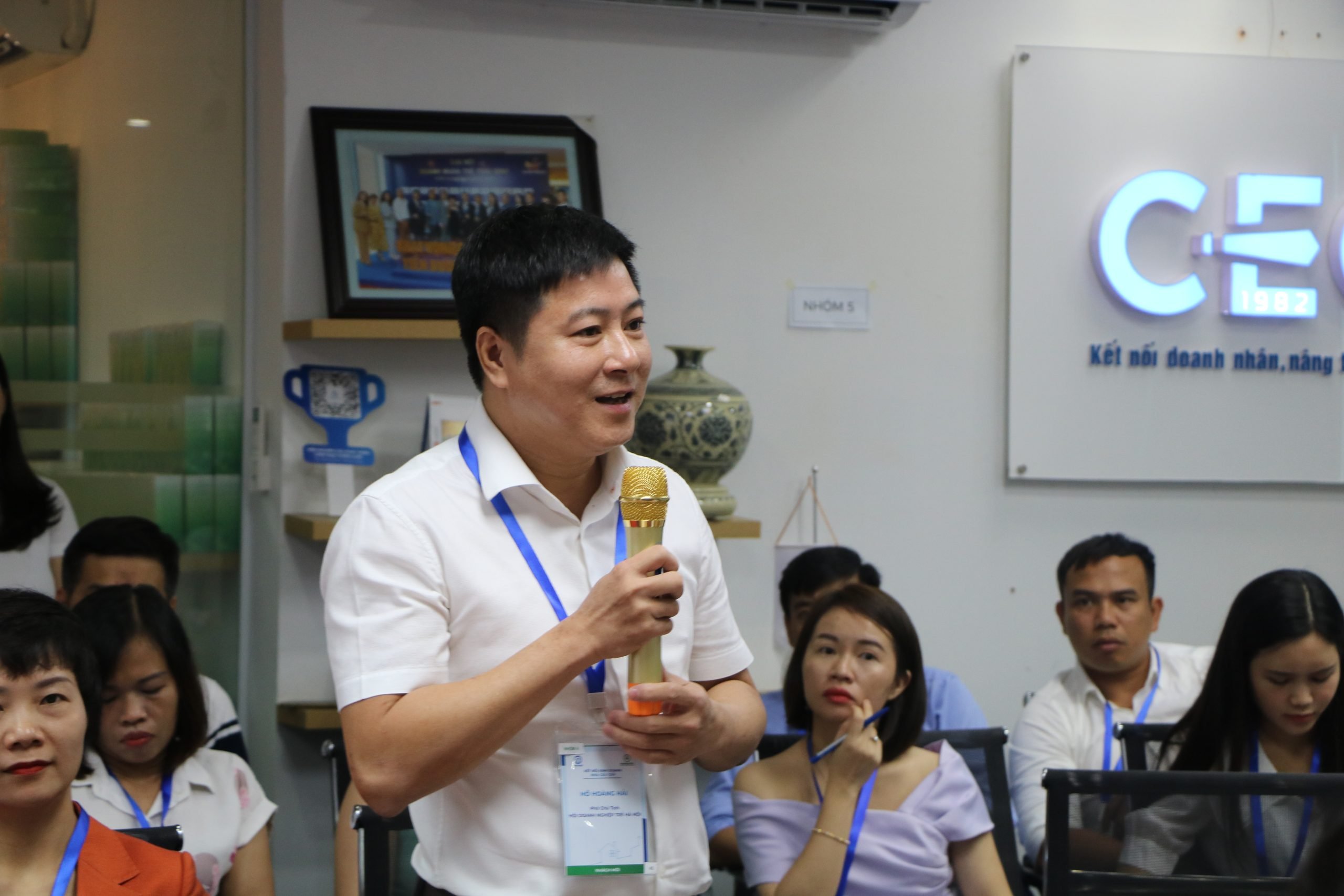 Anh Hồ Hoàng Hải, Phó Chủ tịch Hội Doanh nghiệp trẻ Hà Nội HANOIBA phát biểu tại chương trình